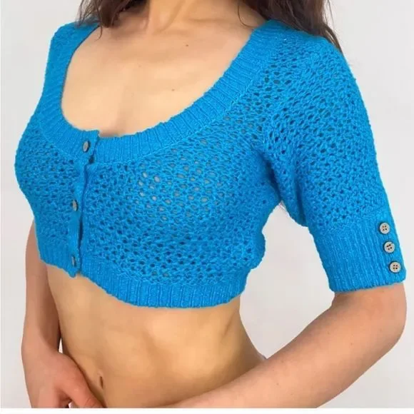 Free People Blue Knit Cardigan - Picture 7 of 9